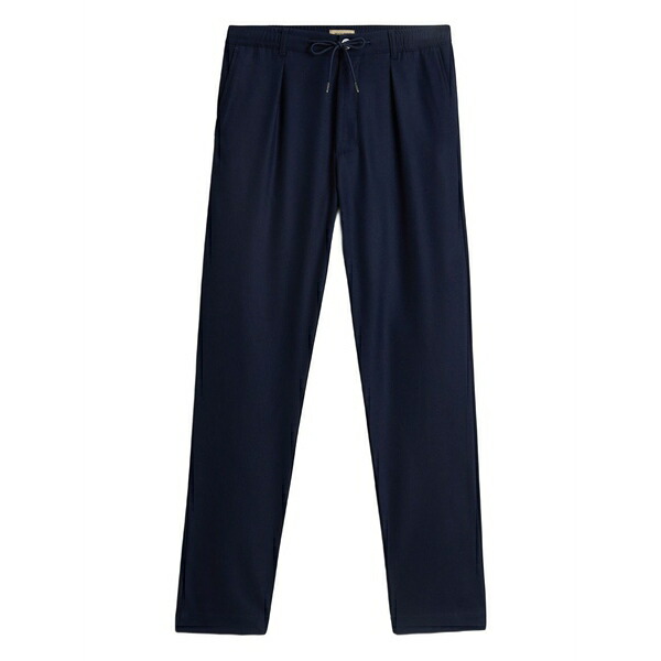 羊毛 金持ち メンズ 心地好いズボン下 ボトムス Pleated drawstring trousers Blue