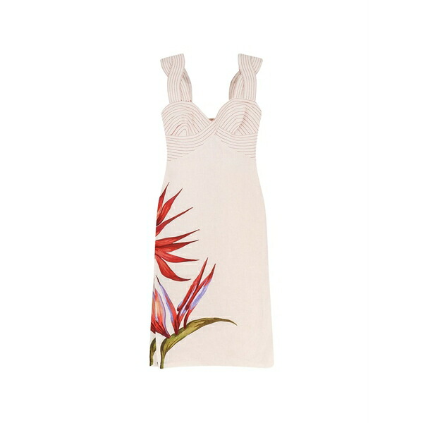 ファーム リオ レディース ワンピース トップス Floral twisted strap dress Neutrals|asty