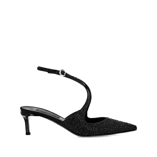 フィリップ飾り気の無い レディース パンプス シューズ 55粍 slingback strass pumps Black
