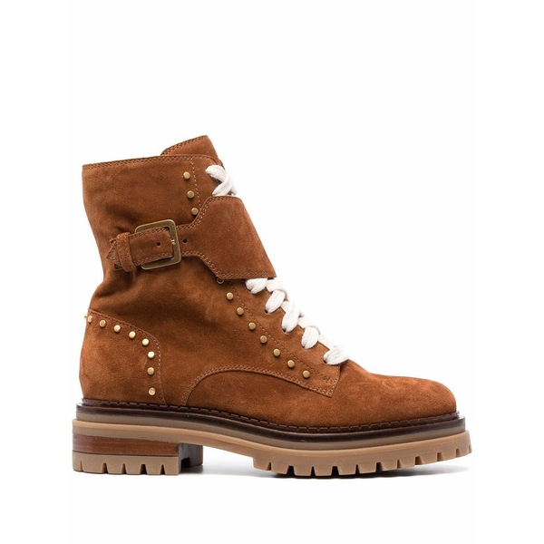 セルジオロッシ レディース ブーツ シューズ Lace-up suede boots Brown