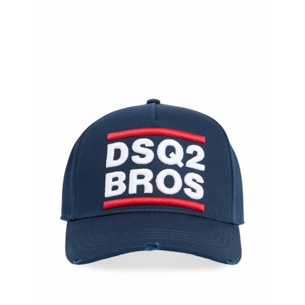 ディースクエアード メンズ かぶり笠 付属品 Logo-embroidered baseball cap Blue