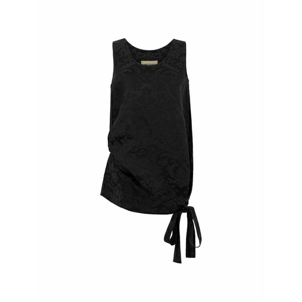 ユマ・一 レディース カットソー トップス Jacquard-pattern draped top Black