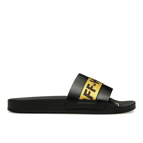 OFF-WHITE 象牙色 メンズ スニーカー  【OFF-WHITE Industrial Belt Slides Black Yellow】  大きさ US_5(23.0珊) Black/Yellow