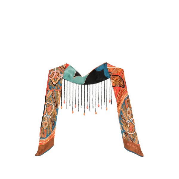 エトロ レディース えり巻き・袈裟・えり巻き 付属物 Paisley-pattern beaded-fringe neckerchief Brown