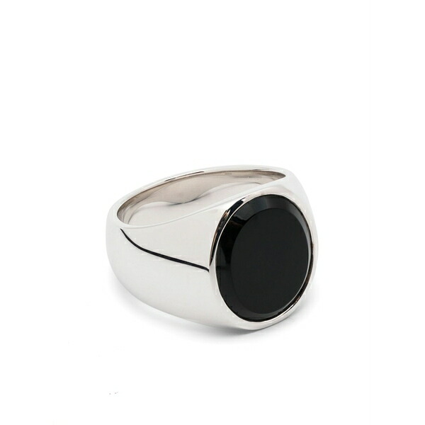 トム木材 メンズ 輪っか 添え物 Oval polished onyx ring Silver