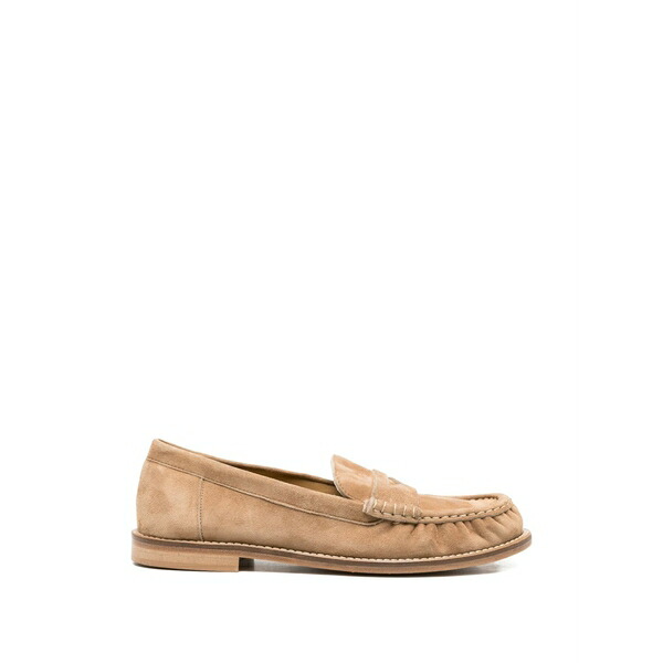 ジュリーディー レディース スリッポン・ローファー シューズ Penny-strap suede loafers Neutrals