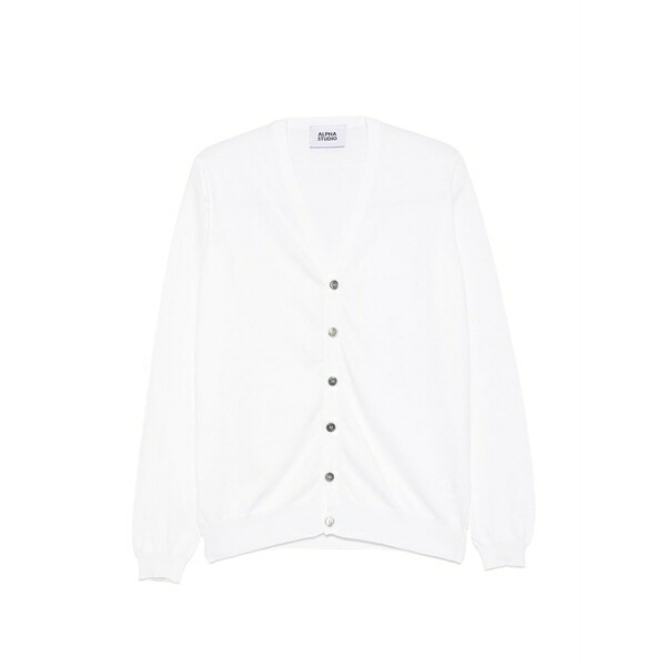 アルファス テューディオ メンズ カーディガン アウター Buttoned cardigan White|asty