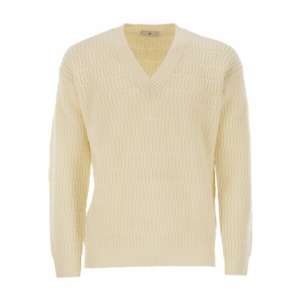 PTトリノ メンズ ニット&セーター アウター Geometric v-neck sweater Neutrals|asty