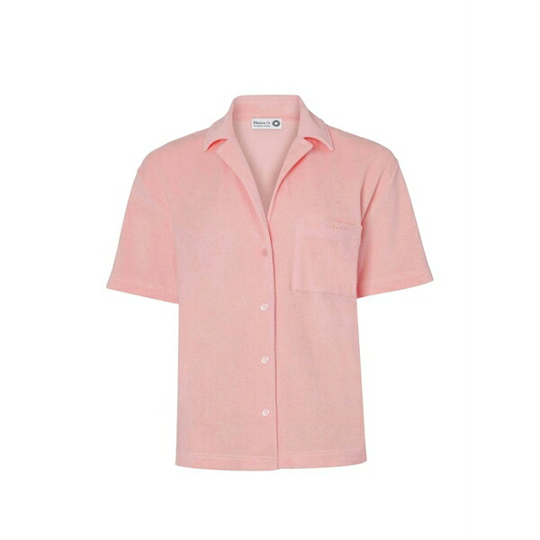 フンザ・ジー レディース シャツ トップス Short-sleeve towelling shirt Pink|asty