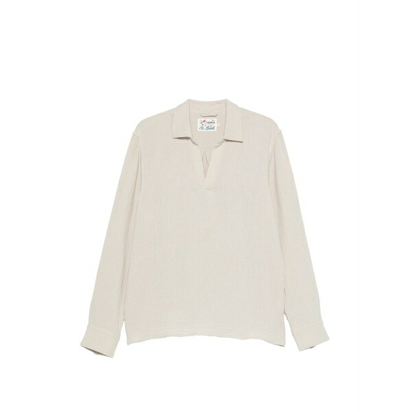 エムシーツーセイントバース メンズ シャツ トップス Ventotene cotton-goffer long-sleeved shirt Grey|asty