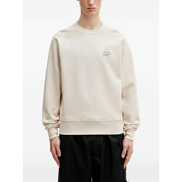 フィリングピース メンズ パーカー・スウェットシャツ アウター Gowtu knot embroidered sweatshirt Neutrals|asty