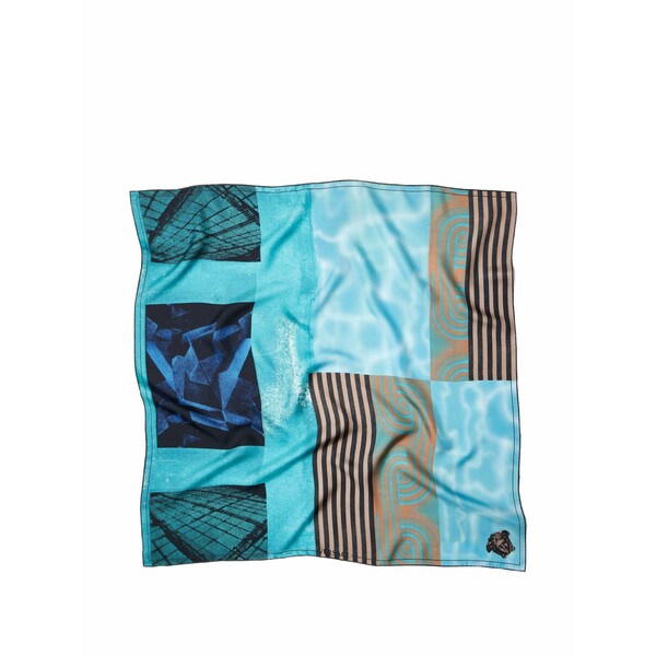 ヴェルサーチ メンズ マフラー・ストール・スカーフ アクセサリー Printed silk twill scarf 90 cm Blue|asty