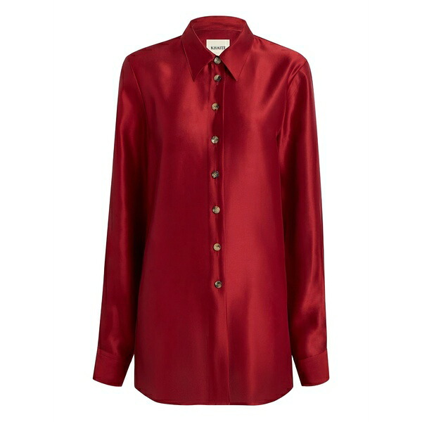 カイト レディース シャツ トップス Buttoned shirt Red|asty