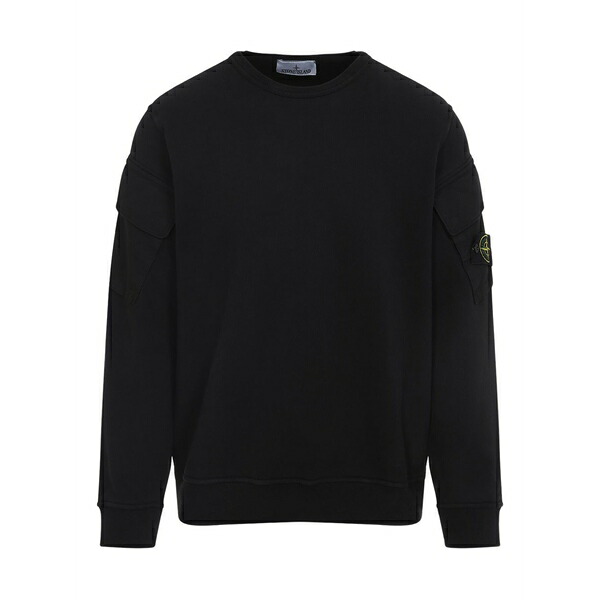 ストーンアイランド メンズ パーカー・スウェットシャツ アウター Pocket-detail crew neck sweatshirt Black