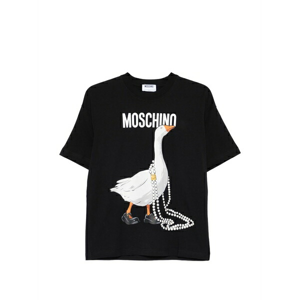 モスキーノ レディース Tシャツ トップス Graphic-print t-shirt Black