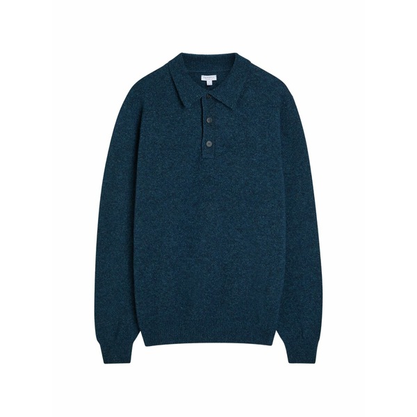 サンスペル メンズ 編み物\u0026プルオーバー アウター Buttoned knitted polo shirt Blue