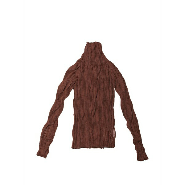 イッセイミヤケ レディース プルオーバー トップス Chiffon twist pleated high-neck top Brown