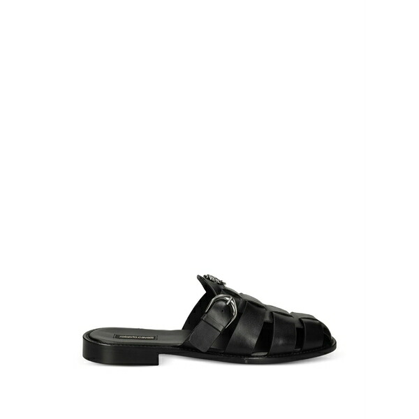 ロベルトカヴァリ メンズ サンダル シューズ Logo-appliqu&pound; sandals Black｜asty
