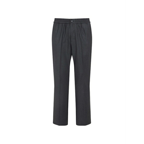 意中の女 メンズ 心地好いズボン下 ボトムス Elasticated-waist wool trousers Black