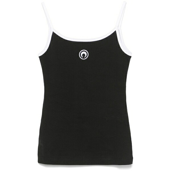 米国海兵隊員 独居室 レディース カットソー トップス Moon logo ribbed tank top Black