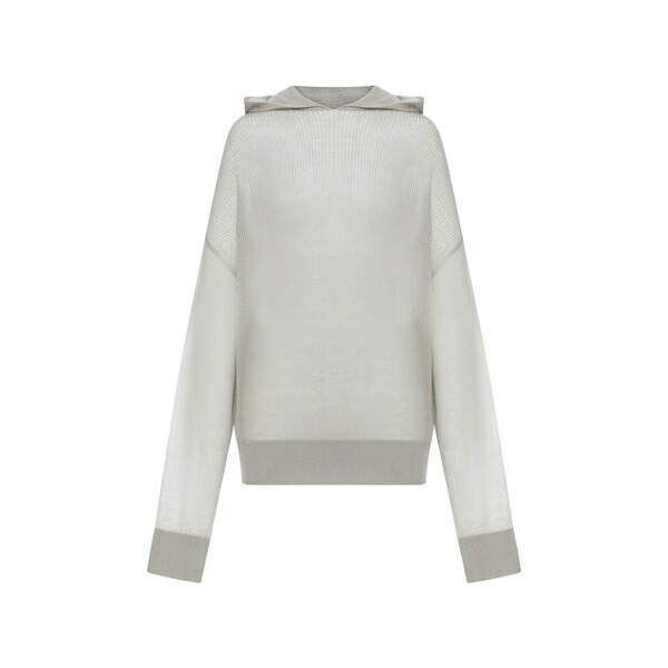 リックオウエンス レディース 編み物\u0026スウェーター アウター Hun cashmere hoodie Grey