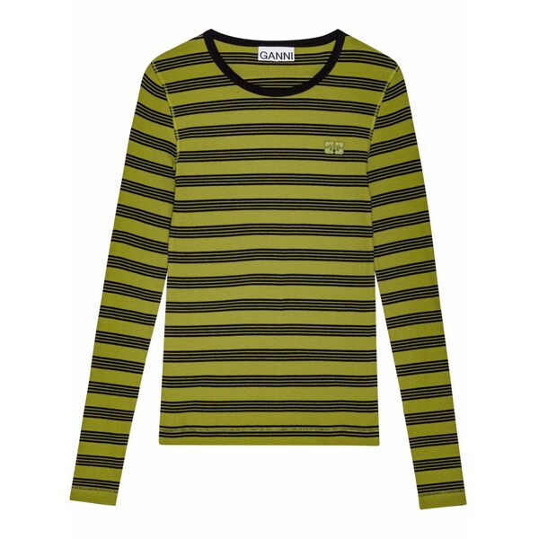 ガニー レディース プルオーバー トップス Striped t-shirt Green