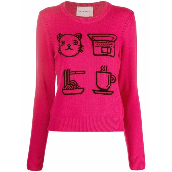 アルベルタ フェレッティ レディース 編み物\u0026スウェーター アウター Graphic-print detail jumper Pink