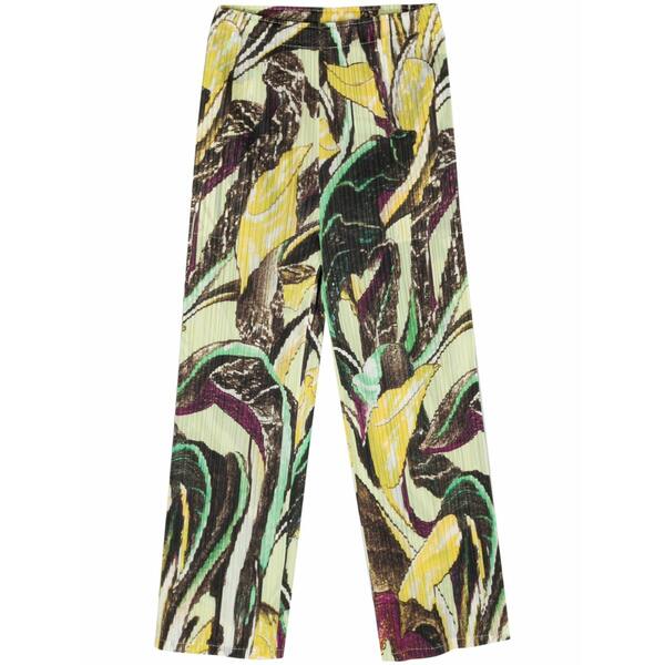 筋目 プリーズ イッセイ ミヤケ レディース 心地好いズボン下 ボトムス Tardivo pleated trousers Yellow