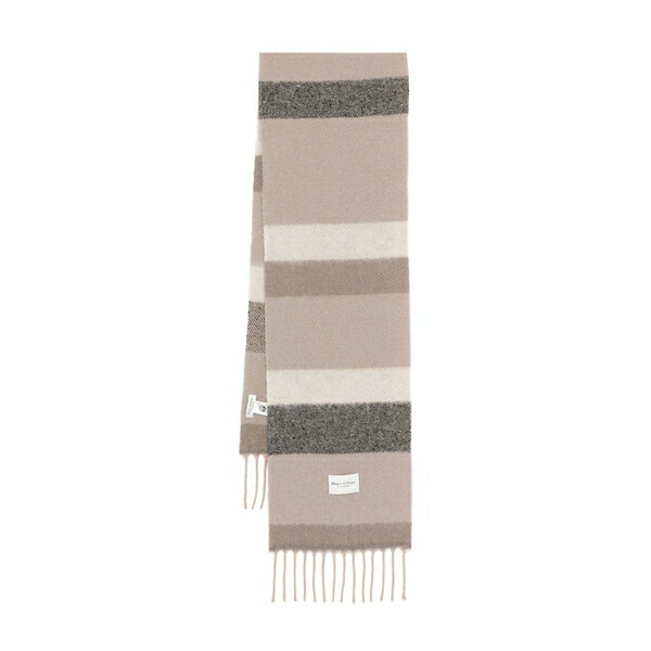 マルコポーロ レディース 消音装置・袈裟・えり巻き 佩び物 Striped-pattern fringed scarf Neutrals