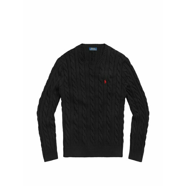 ラルフローレン メンズ 編み物\u0026プルオーバー アウター Pony-detail cable-knit sweater Black
