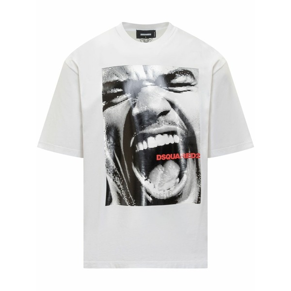 ディースクエアード メンズ プルオーバー トップス Graphic-print t-shirt  White
