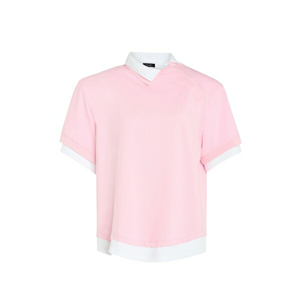 アウェイク 流行り物 レディース スポーツシャツ トップス Double-collar layered-effect top Pink