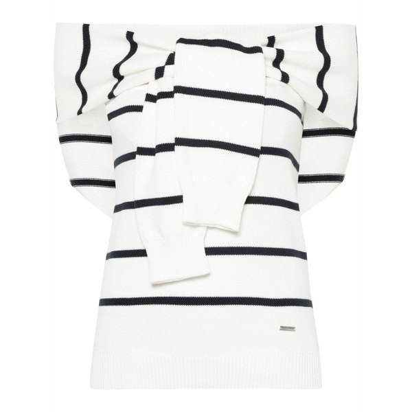 ディースクエアード レディース 編み物\u0026プルオーバー アウター Decorative-sleeves striped top White