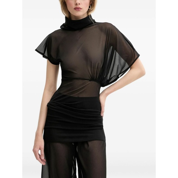 リックオウエンスリリーズ レディース プルオーバー トップス Sheer high-neck top Black