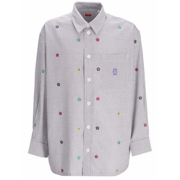 ケンゾー メンズ ティーシャツ トップス Flower-print cotton shirt Grey