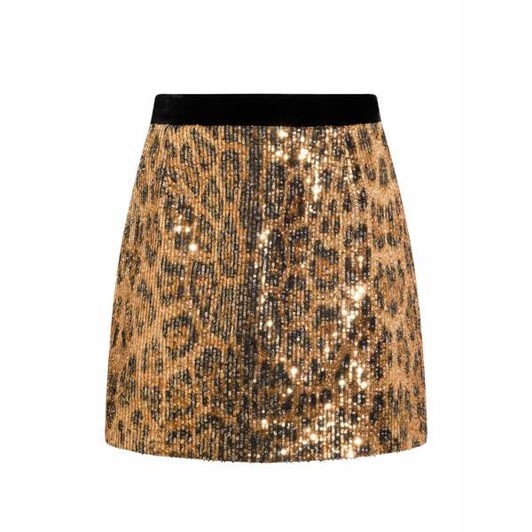 ロベルトカヴァリ レディース スコート ボトムス Sequinned animal-print mini skirt Neutrals