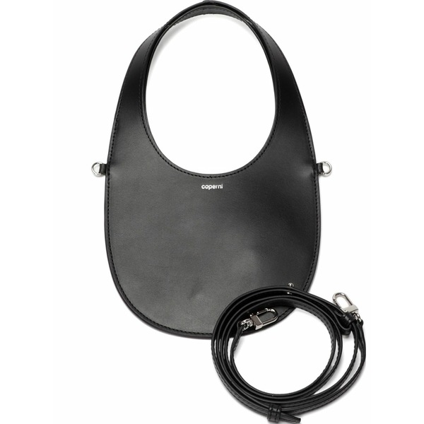 コペルニ レディース ショルダーバッグ 御徒面子 Mini swipe leather shoulder bag Black