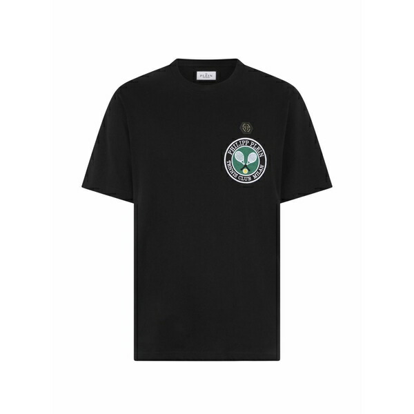 フィリップ飾り気の無い メンズ プルオーバー トップス Logo-patch t-shirt Black