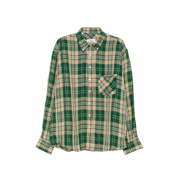 エルシー23 メンズ プルオーバー トップス Check-pattern button-down shirt Green