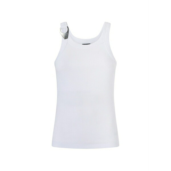 ピンコ レディース カットソー トップス Ribbed sleveeless top White
