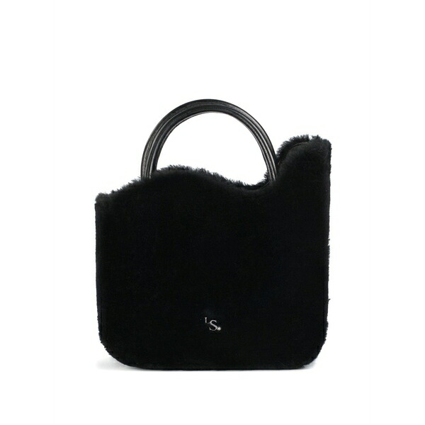 ル シラ レディース ハンドバック 御徒面子 Small ivy shearling tote bag  Black