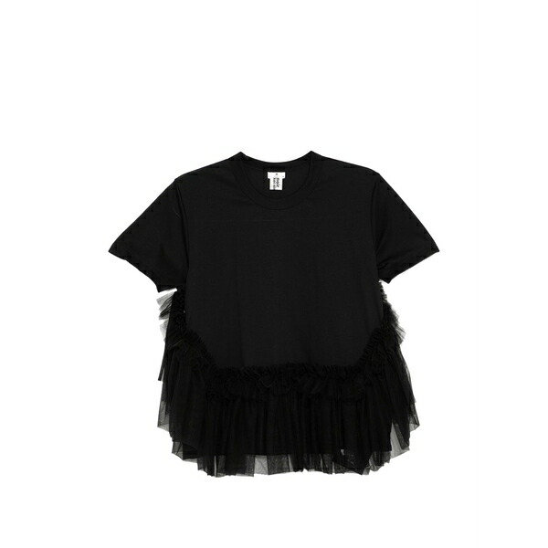 ノワール ケイ ニノミヤ レディース ティーシャツ トップス Ruffled t-shirt Black