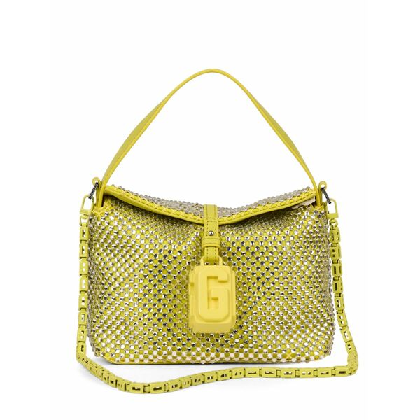 ジーシーディーエス レディース ショルダーバッグ 御徒面子 Mini mega comma crystal-embellished logo-plaque shoulder bag Yellow