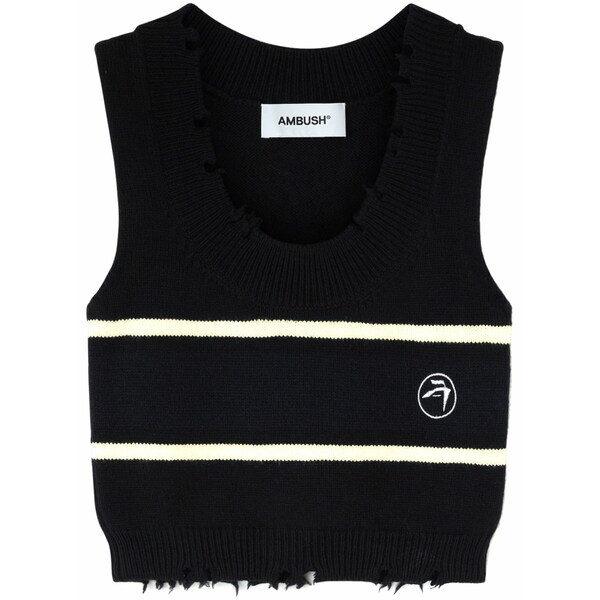アンブッシュ レディース ティーシャツ トップス Raw-cut knitted top Black