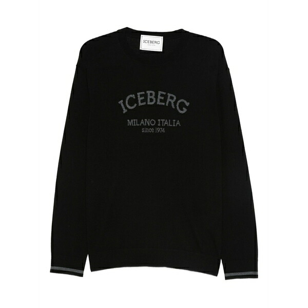アイスバーグレタス メンズ 編み物\u0026ティーシャツ アウター Logo-embroidered wool sweater Black