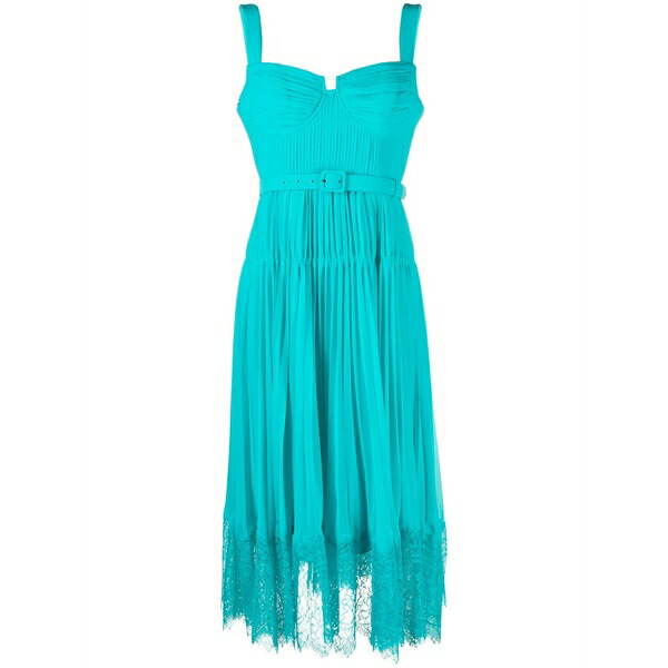 セルフ・ポートレイト レディース 衣裳 トップス Pleated chiffon bustier dress Blue
