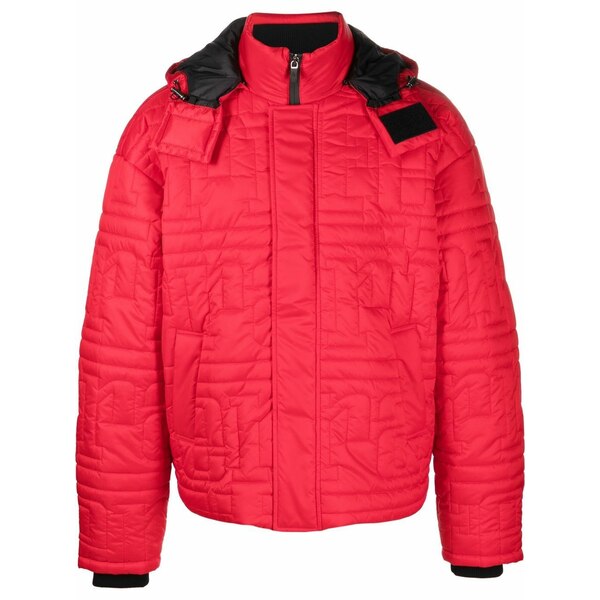 フェラーリ レディース 上衣＆上衣 アウター Quilted-logo puffer jacket Red