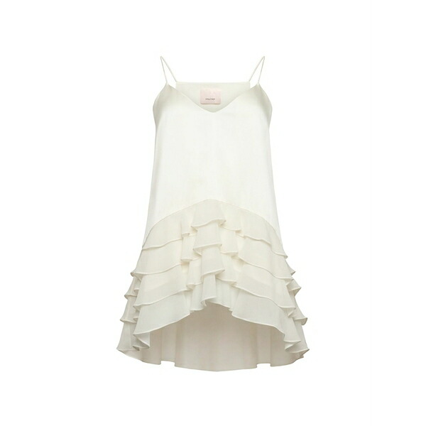 サンクアセプト レディース カットソー トップス Ruffled v-neck top Neutrals