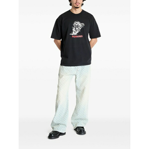 プレジャーズ メンズ プルオーバー トップス Graphic-print t-shirt Black