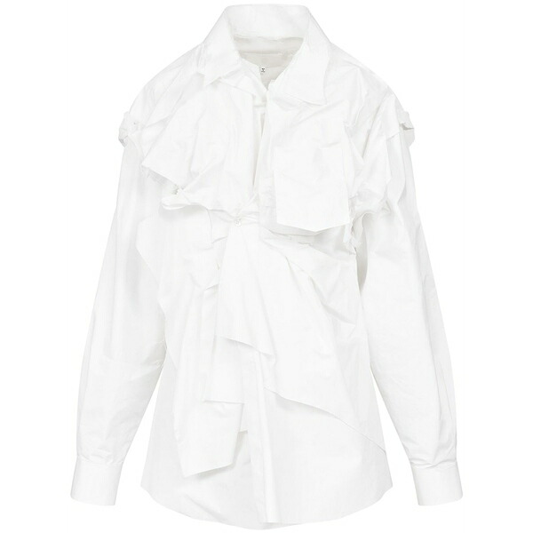 マルタンマルジェラ レディース シャツ トップス Gathered poplin shirt White|asty